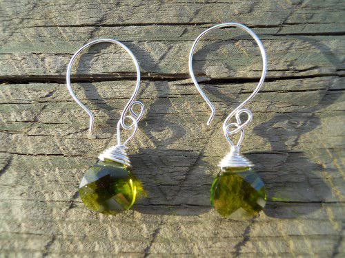 Flat Olive Briolette Crystal Earrings Flat Olive Briolette Crystal Earrings